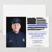 Police Thin Blue Line Flag Foto Rentirement Einladung (Vorne/Hinten)