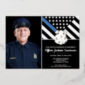 Police Thin Blue Line Flag Foto Rentirement Folieneinladung (Vorderseite)
