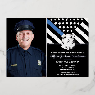 Police Thin Blue Line Flag Foto Retirement Party Folieneinladung