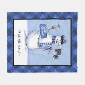 Police Thin Blue Line Flag Frohe Weihnachtsschneem Fleecedecke (Vorderseite (Horizontal))