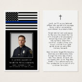 Police Thin Blue Line Flag Funeral Prayer Card (Vorne & Hinten)