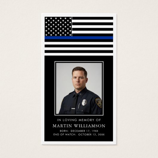 Police Thin Blue Line Flag Funeral Prayer Card (Vorderseite)