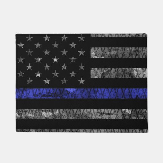 Police Thin Blue Line Flag Fußmatte (Vorderseite)