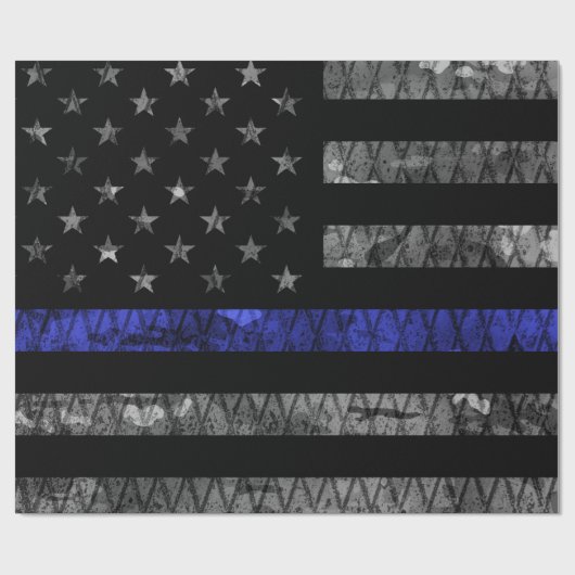 Police Thin Blue Line Flag Geschenkpapier (Flach)