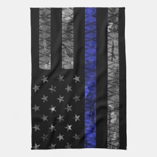 Police Thin Blue Line Flag Geschirrtuch (Vertikal)