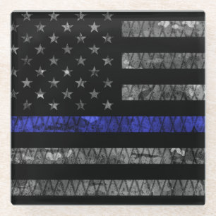 Police Thin Blue Line Flag Glasuntersetzer