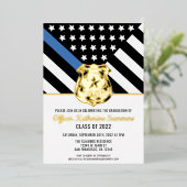 Police Thin Blue Line Flag Glückwunsch Abschluss Folieneinladung (Stehend vorne)