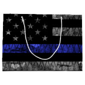 Police Thin Blue Line Flag Große Geschenktüte (Rückseite)