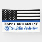 Police Thin Blue Line Flag Happy Retirement Banner (Horizontal)
