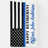 Police Thin Blue Line Flag Happy Retirement Banner (Vertikal)