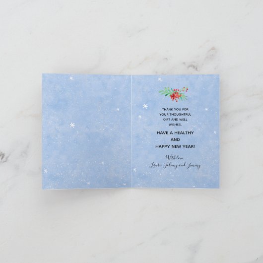 Police Thin Blue Line Flag Holly Family Nave Dankeskarte (Innenseite)