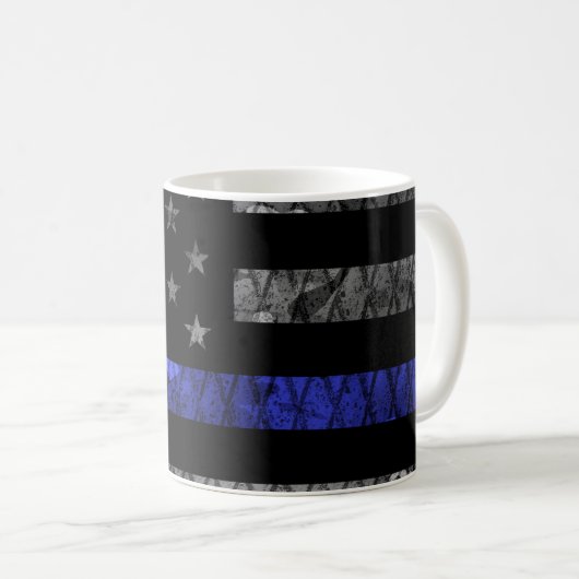 Police Thin Blue Line Flag Kaffeetasse (VorderseiteRechts)
