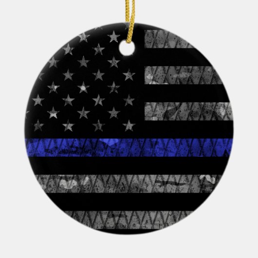 Police Thin Blue Line Flag Keramik Ornament (Vorne)