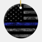 Police Thin Blue Line Flag Keramik Ornament (Hinten)