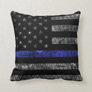 Police Thin Blue Line Flag Kissen