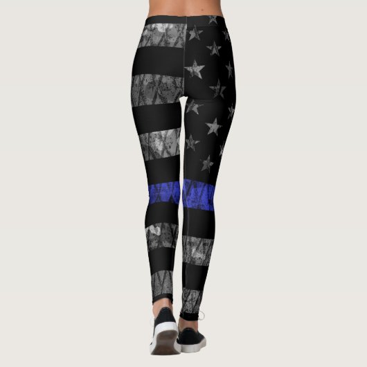 Police Thin Blue Line Flag Leggings (Rückseite)