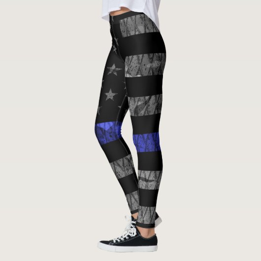 Police Thin Blue Line Flag Leggings (Links)