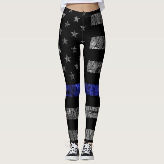 Police Thin Blue Line Flag Leggings (Vorderseite)