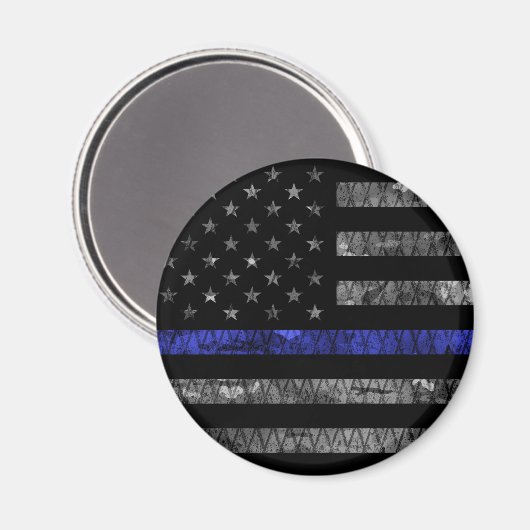 Police Thin Blue Line Flag Magnet (Vorderseite/Rückseite)