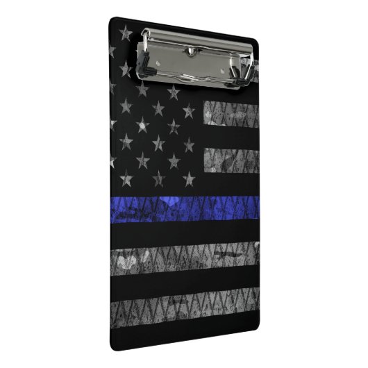 Police Thin Blue Line Flag Mini Klemmbrett (Schrägansicht)