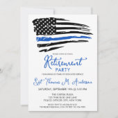 Police Thin Blue Line Flag Modernes Retirement Par Einladung (Vorderseite)