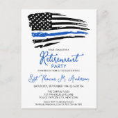 Police Thin Blue Line Flag Modernes Retirement Par Einladungspostkarte (Vorderseite)