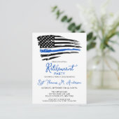 Police Thin Blue Line Flag Modernes Retirement Par Einladungspostkarte (Stehend Vorderseite)