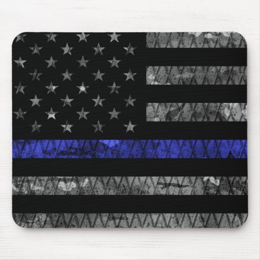 Police Thin Blue Line Flag Mousepad (Vorne)