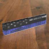 Police Thin Blue Line Flag Namensplakette (Seite)