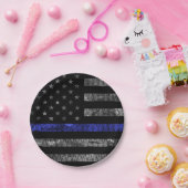 Police Thin Blue Line Flag Pappteller (Party)