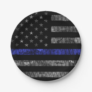 Police Thin Blue Line Flag Pappteller