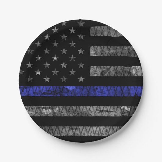 Police Thin Blue Line Flag Pappteller (Vorderseite)