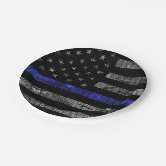 Police Thin Blue Line Flag Pappteller (Schrägansicht)