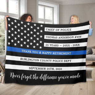 Police Thin Blue Line Flag Personalisierte Bevorra Fleecedecke