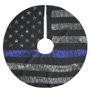 Police Thin Blue Line Flag Polyester Weihnachtsbaumdecke