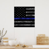 Police Thin Blue Line Flag Poster (Küche)