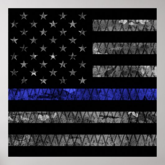 Police Thin Blue Line Flag Poster (Vorne)