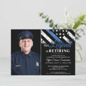 Police Thin Blue Line Flag Retirement Foto Einladung (Stehend Vorderseite)