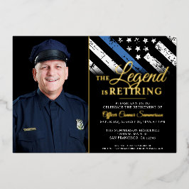 Police Thin Blue Line Flag Retirement Photo Folieneinladung
