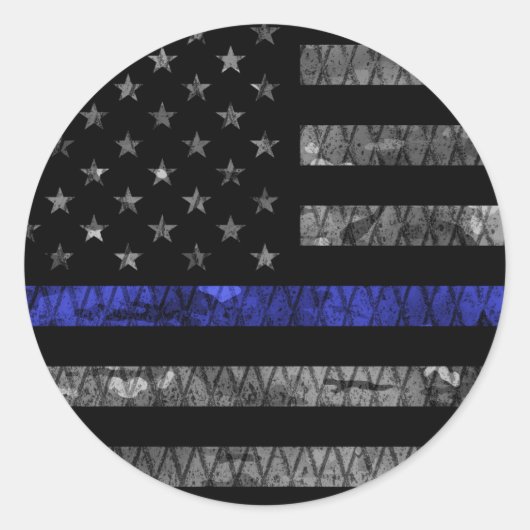 Police Thin Blue Line Flag Runder Aufkleber (Vorderseite)