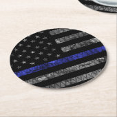 Police Thin Blue Line Flag Runder Pappuntersetzer (Angewinkelt)