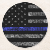 Police Thin Blue Line Flag Runder Pappuntersetzer (Vorderseite)
