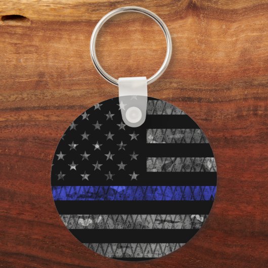 Police Thin Blue Line Flag Schlüsselanhänger (Vorderseite)