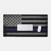 Police Thin Blue Line Flag Schreibtischunterlage (Tastatur & Maus)