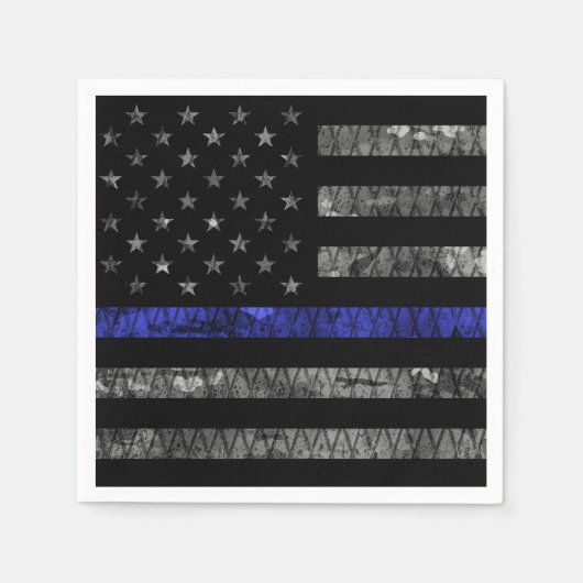 Police Thin Blue Line Flag Serviette (Vorderseite)