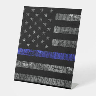 Police Thin Blue Line Flag Sockelschild