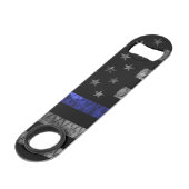 Police Thin Blue Line Flag Speed Flaschenöffner (Rückseite Schrägansicht)