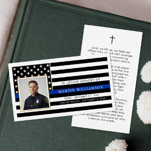 Police Thin Blue Line Flag Sympathie Gebetskarte