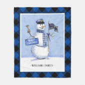 Police Thin Blue Line Flag Weihnachtsschneemann Ka Fleecedecke (Vorderseite)
