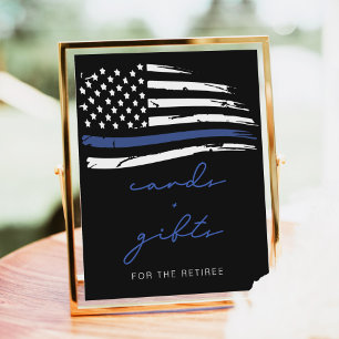 Police Thin Blue Line Flaggen Kartenrücktrittskart Poster